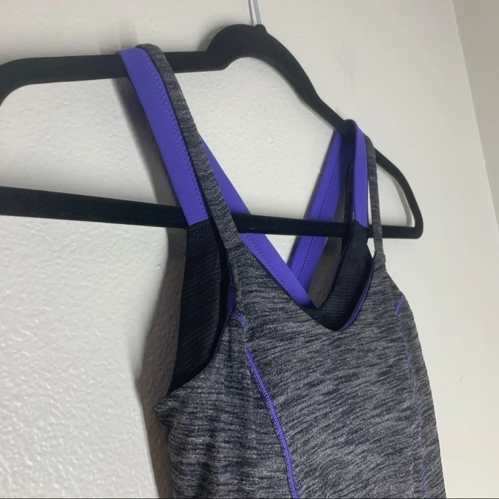 Lululemon Run For Gold Tank Top Strappy Back Gray